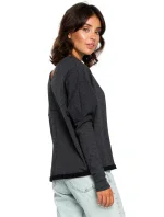 B094 Oversized top s výstrihom do V na chrbte - grafitový