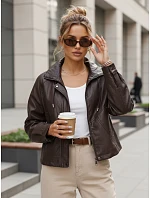 Dámska nadrozmerná hnedá kožená bunda FashionStreet TY5663
