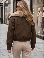 Dámska zimná semišová bunda s kožušinou, hnedá, FashionStreet TY5698