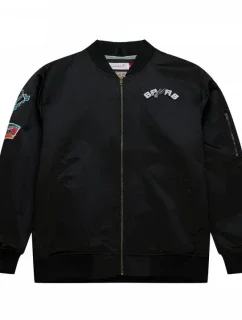 Bunda Mitchell & Ness Lightweight Satin Bomber San Antonio Spurs M SJKT6599-SASYYPPPBLCK pánska