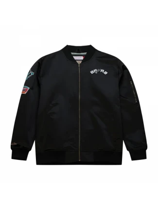 Bunda Mitchell & Ness Lightweight Satin Bomber San Antonio Spurs M SJKT6599-SASYYPPPBLCK pánska