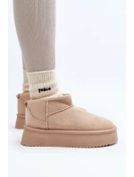 Damskie Śniegowce Na Grubej Podeszwie Beżowe Caliksa