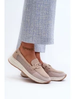 Damskie Zamszowe Mokasyny D&A TW210 Beżowe