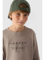 Koszulka Z Długim Rękawem Dla Chłopca Z Nadrukiem Regular 4F 4FJWAW24TLONM294-26S Szara