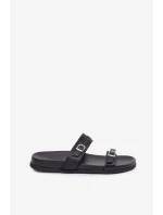 Klapki Damskie Z Klamrami Czarne Brinella