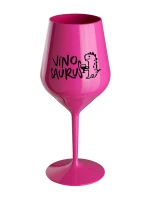 VÍNOSAURUS - růžová nerozbitná sklenice na víno 470 ml