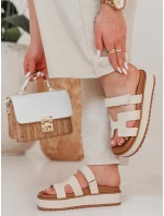 Dámske žabky na suchý zips PLATFOR beige FashionStreet ZY0866
