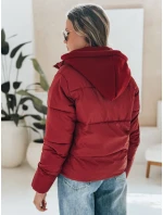 Dámska krátka zimná bunda GLAMVO s kapucňou bordová FashionStreet TY4949