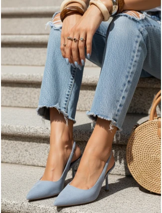 Dámske semišové čižmy s otvoreným podpätkom modré FashionStreet ZY1374