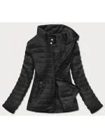 Tenká čierna dámska bunda s látkovými vsadkami (RQW-7013) Tenká čierna dámska bunda s látkovými vsadkami (RQW-7013)