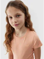 Dívčí hladké tričko 4F - pudrově korálové