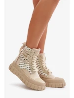 Dámske vysoké tenisky na pevnej platforme Light Beige Kernia