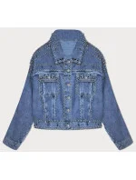 Svetlomodrá dámska džínsová bunda s kamienkami (A1700)