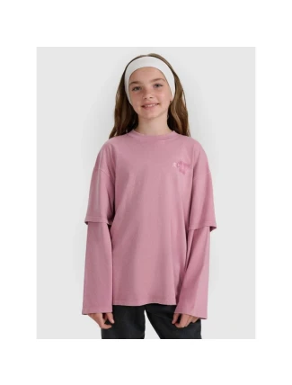 Dievčenské tričko s nadrozmernou potlačou a dlhým rukávom 4F 4FJRAW25TLONF543-54S