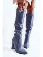 Klasyczne Kozaki Na Słupku Niebieskie Mayra