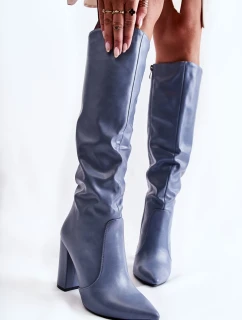 Klasyczne Kozaki Na Słupku Niebieskie Mayra