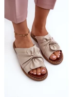 Klapki Damskie Na Płaskim Obcasie Beżowe Nelvira