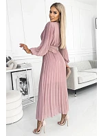 Plisované šaty 414-2 KLARA staroružové - Numoco Plisované šaty 414-2 KLARA staroružové - Numoco