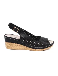 Štýlové čierne sandále na klinoch pre ženy