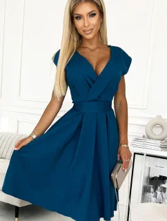 348-5 SCARLETT - rozšírené šaty s obálkovým výstrihom - MARINE