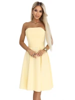 641-3 VIVIENNE korzetové midi šaty s opaskom - pastelovo žlté