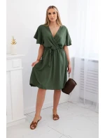 Šaty s vrstveným výstrihom khaki Šaty s vrstveným výstrihom khaki