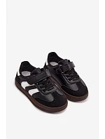 Detské tenisky na suchý zips z imitácie kože Black Ronja