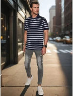Pánska pruhovaná polokošeľa tmavomodrá FashionStreet PX0637 Pánska pruhovaná polokošeľa tmavomodrá FashionStreet PX0637