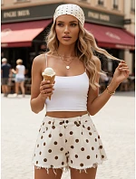 Dámske džínsové šortky na leto s voľnou nohou béžové FashionStreet SY0536 Dámske džínsové šortky na leto s voľnou nohou béžové FashionStreet SY0536