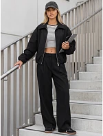 Krátka dámska medzisezónna bunda typu bomber bez kapucne, čierna, FashionStreet TY5958 Krátka dámska medzisezónna bunda typu bomber bez kapucne, čierna, FashionStreet TY5958