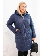 Dámska zimná prešívaná bunda s kapucňou Plus Size Blue