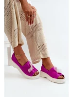 Zazoo 2939 Semišové dámske sandále s fuksiovou farbou Fuchsia