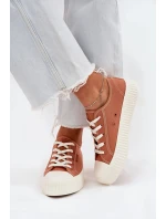 Dámske plátenné tenisky na platforme Big Star - oranžové