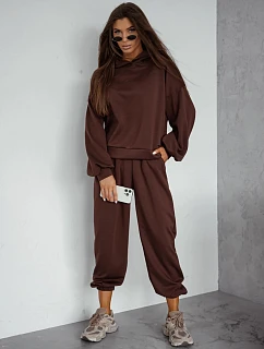 Dámska tepláková súprava „Masełko“ s kapucňou v čokoládovej farbe FashionStreet AY1212