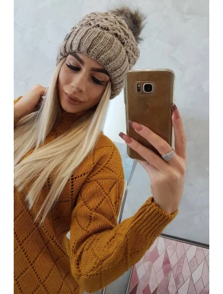 Čiapka K165 tmavo béžová