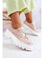 Skórzane Półbuty Z Sercem Beżowe Curtis