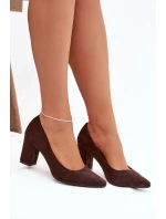 Lodičky z eko semiše na jehlovém podpatku Sergio Leone PB414 čokoládové