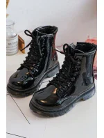 Dětské lakované kotníkové boty na zip, Black Tibbie Dětské lakované kotníkové boty na zip, Black Tibbie