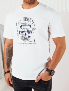 Pánske biele tričko s potlačou FashionStreet RX5379