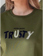 Dámska nadrozmerná mikina s výšivkou SOFTRUS zelená FashionStreet BY1409