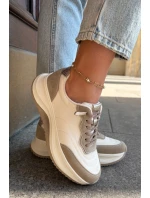Zamszowe Sneakersy Damskie Na Platformie Big Star RR274A344 HI-POLY SYSTEM Beżowe