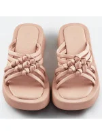 Béžové dámske šľapky s plochou podrážkou (CM-59)