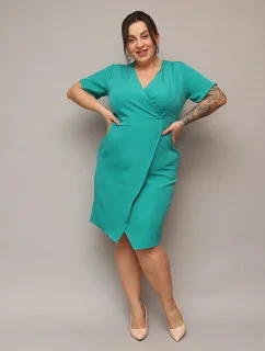Morsky modré obálkové šaty s dĺžkou po kolená (743)