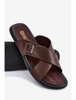 Kožené pánske papuče s prackou Big Star RR174077 Brown Kožené pánske papuče s prackou Big Star RR174077 Brown