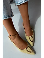 Dámske sandále na nízkom podpätku s ozdobou Yellow Sparkle