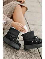 Snehové topánky s viazaním na platforme čierne Mavora Snehové topánky s viazaním na platforme čierne Mavora