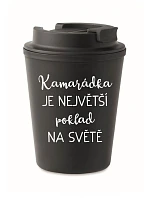 KAMARÁTKA JE NAJVÄČŠÍ POKLAD NA SVETE - čierny termohrnček 300 ml