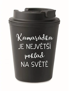 KAMARÁTKA JE NAJVÄČŠÍ POKLAD NA SVETE - čierny termohrnček 300 ml