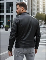 Pánska kožená bunda čierna FashionStreet TX4243