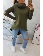 Zateplená mikina s dlhším chrbtom vo farbe khaki Zateplená mikina s dlhším chrbtom vo farbe khaki